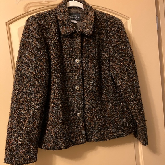 Requirements Woman 12 Jacket. Brown multi-color. Boucle fabric. Lined - Picture 2 of 10